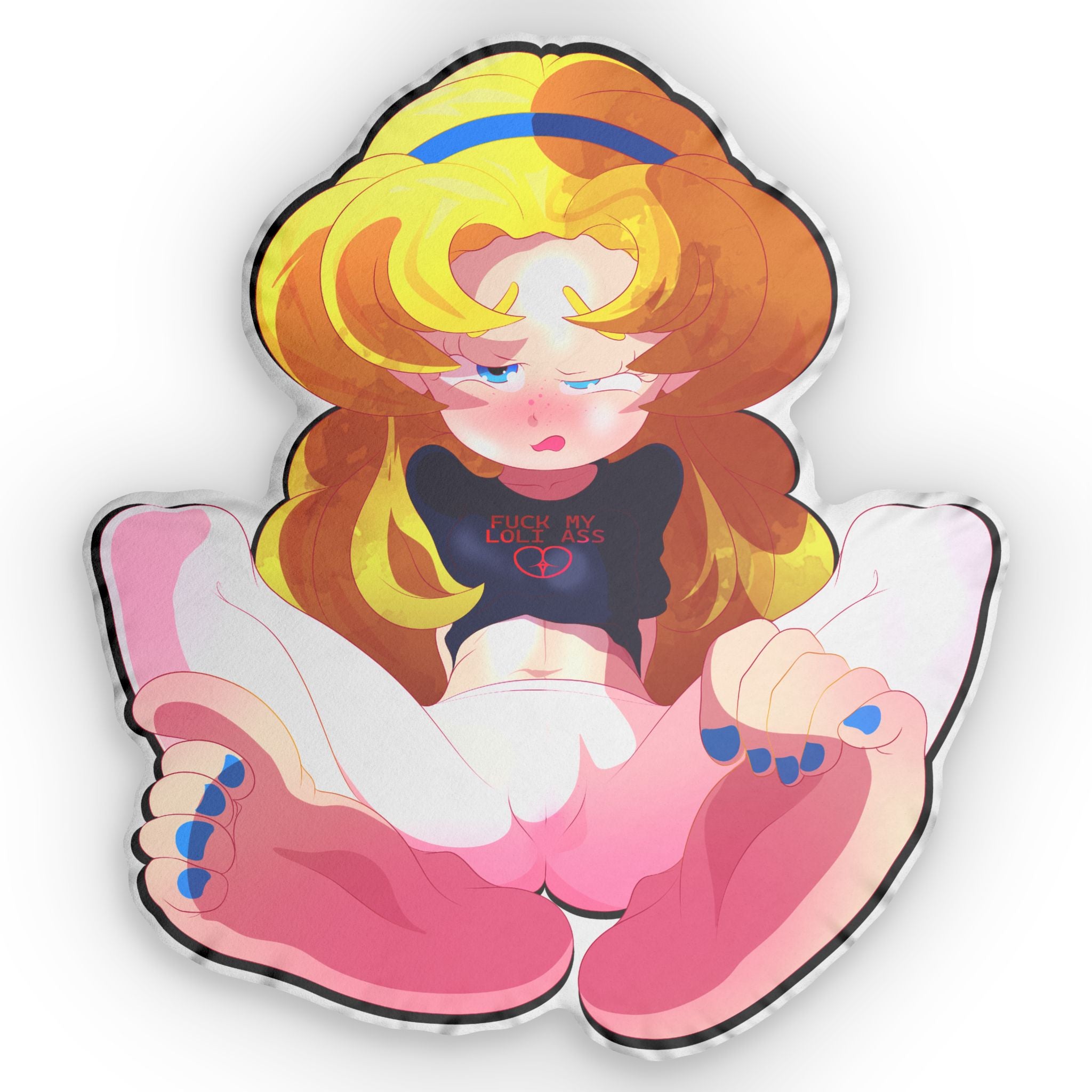 XL Custom Loli Dakimakura Pillow - Blonde Foot Tease "FMLA" Edition - Custom Shape NSFW Pillow