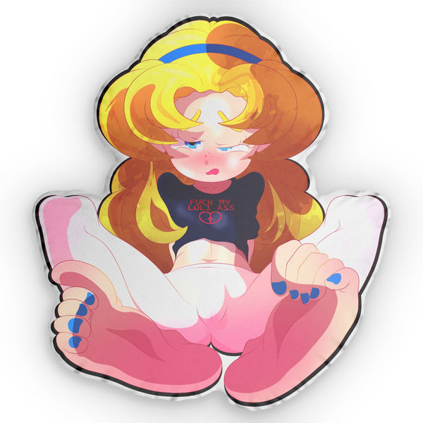 XL Custom Loli Dakimakura Pillow - Blonde Foot Tease "FMLA" Edition - Custom Shape NSFW Pillow