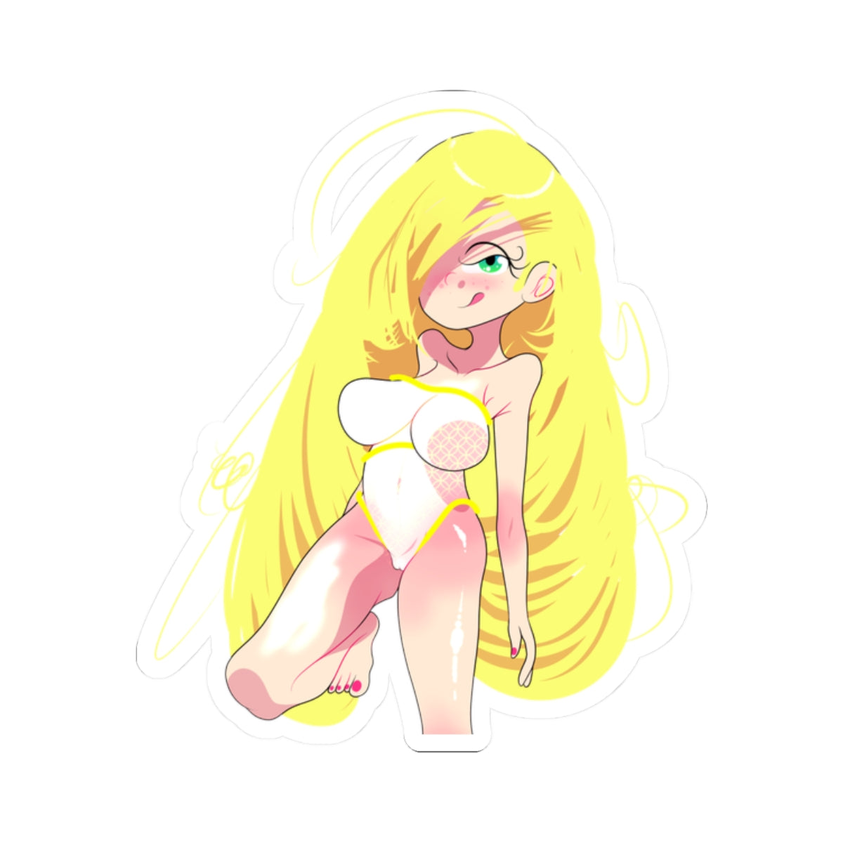 Kawaii Blonde Girl Sticker – Cute Pastel Anime Kiss-Cut Decal