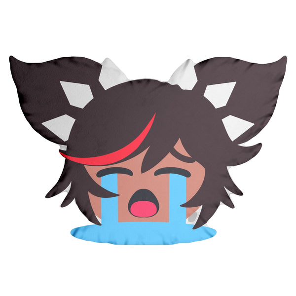 Cute Crying Anime Wolf Girl Shaped Throw Pillow - Sad Kawaii Kemonomimi Face Cushion Decorative Accent for Sofa Bed Home Decor Anime Lover Gift
