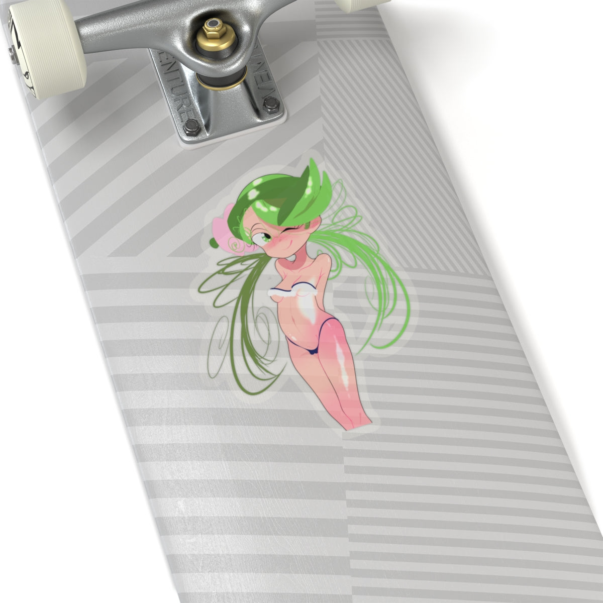 Green Fairy Pinup Sticker — Cute Anime-Style Kiss-Cut Laptop Sticker