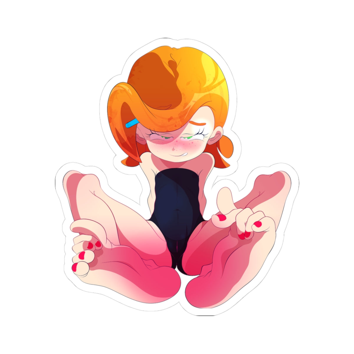 Cute Ginger Footjob Tease - Redhead Slut Red Toenails Foot Fetish POV - NSFW Adult Anime Sticker