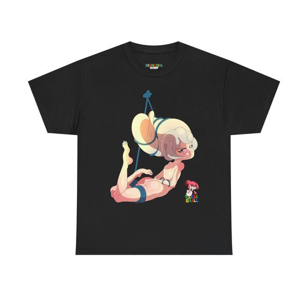 Busty Hentai Girl Bondage Hanging Upside Down  - NSFW Adult Anime T-Shirt