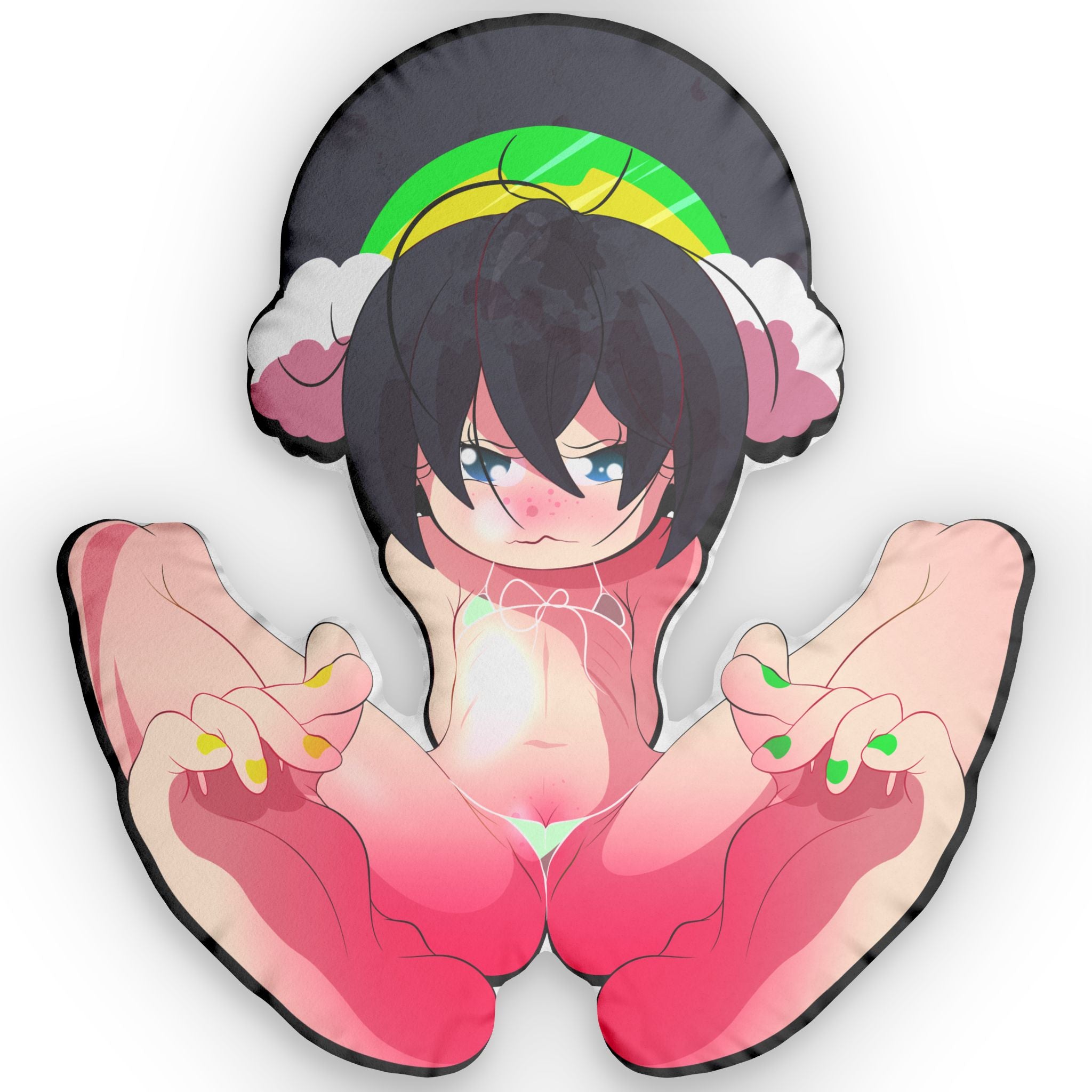 Shy Tomboy Hentai Waifu Spreads Legs Wide - Custom Shape NSFW Pillow