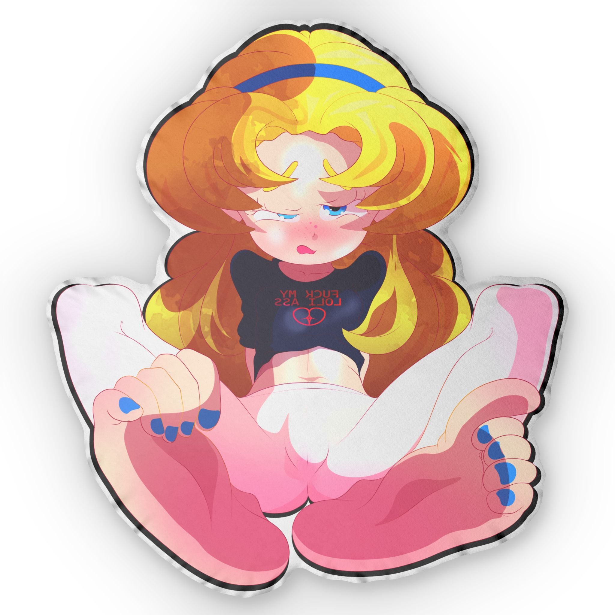 XL Custom Loli Dakimakura Pillow - Blonde Foot Tease "FMLA" Edition - Custom Shape NSFW Pillow