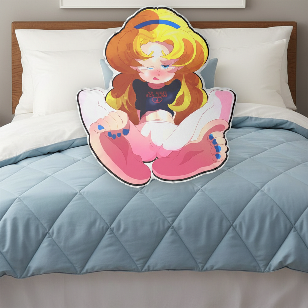 XL Custom Loli Dakimakura Pillow - Blonde Foot Tease "FMLA" Edition - Custom Shape NSFW Pillow