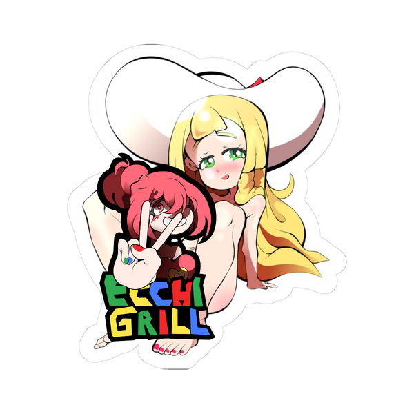 Blonde Futanari Hentai Sticker Girl Nude Small Tits Hard Cock Sexy Pose Anime Porn Art