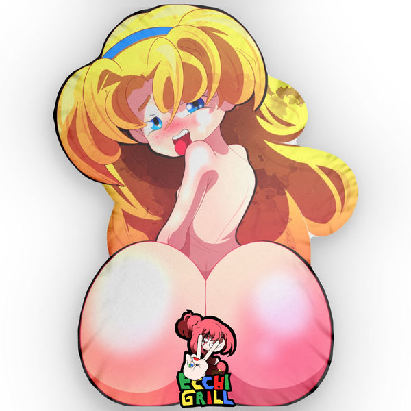 Thicc Blonde Hentai Waifu Presents Her Juicy Ass – Heart-Shaped Booty Close-Up Begging for Backshots - Custom Shape NSFW Pillow