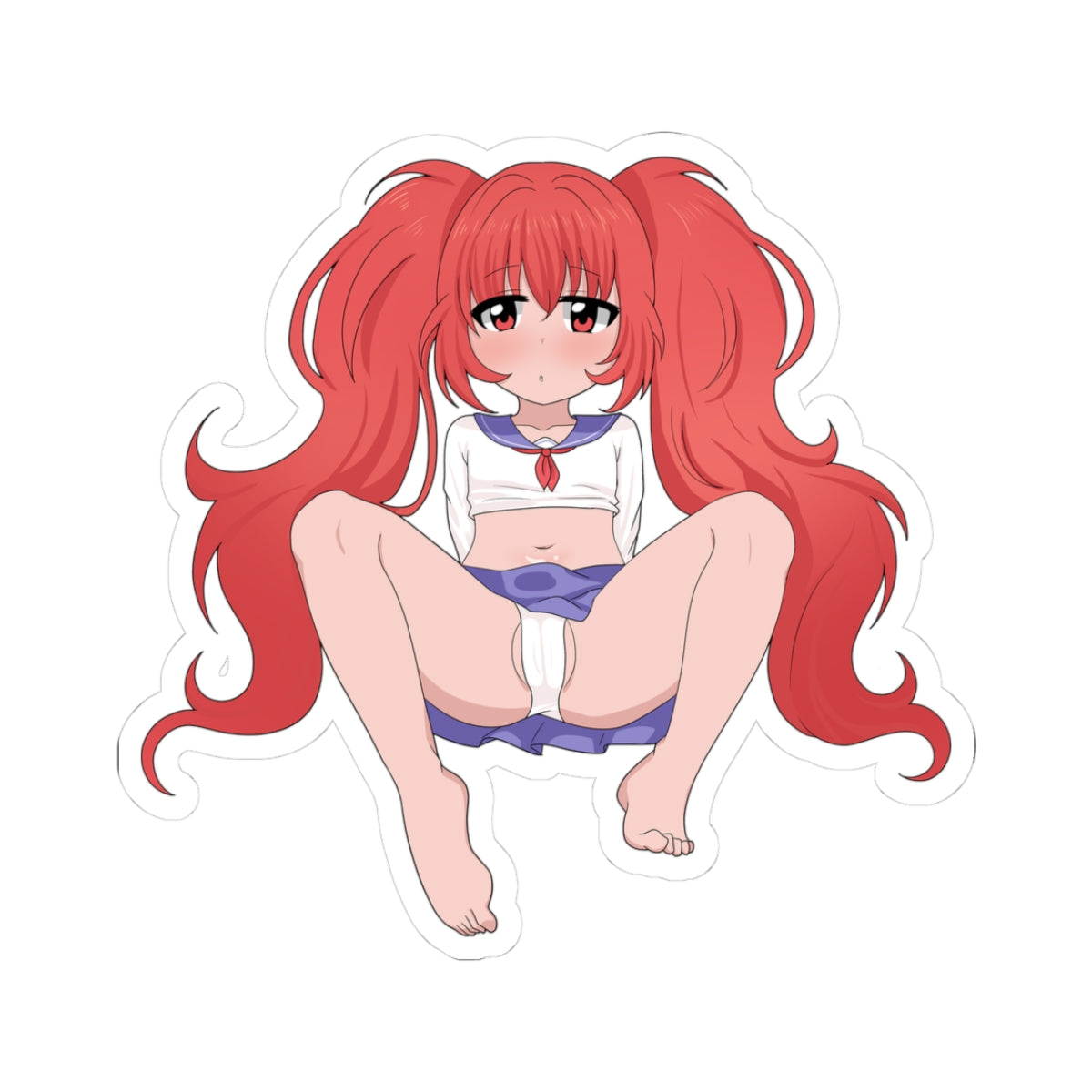 Redhead Twintails Hentai Schoolgirl Spreads Wide in Sailor Uniform - Panty Flash Upskirt - NSFW Adult Anime Sticker