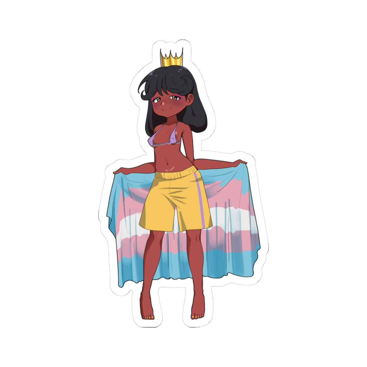 Trans Queen Babe Rocks Pride Flag Cape - NSFW Adult Anime Sticker