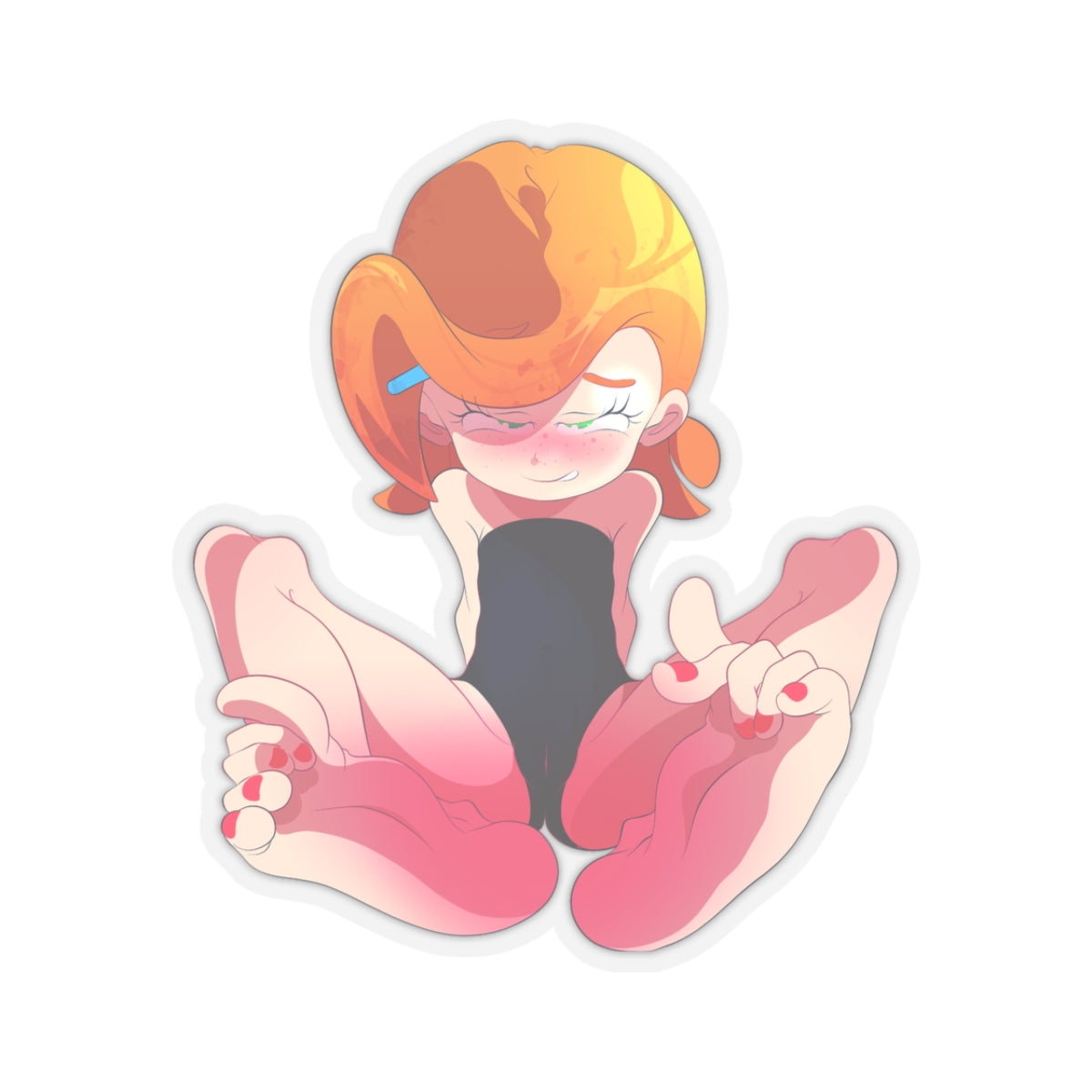 Cute Ginger Footjob Tease - Redhead Slut Red Toenails Foot Fetish POV - NSFW Adult Anime Sticker
