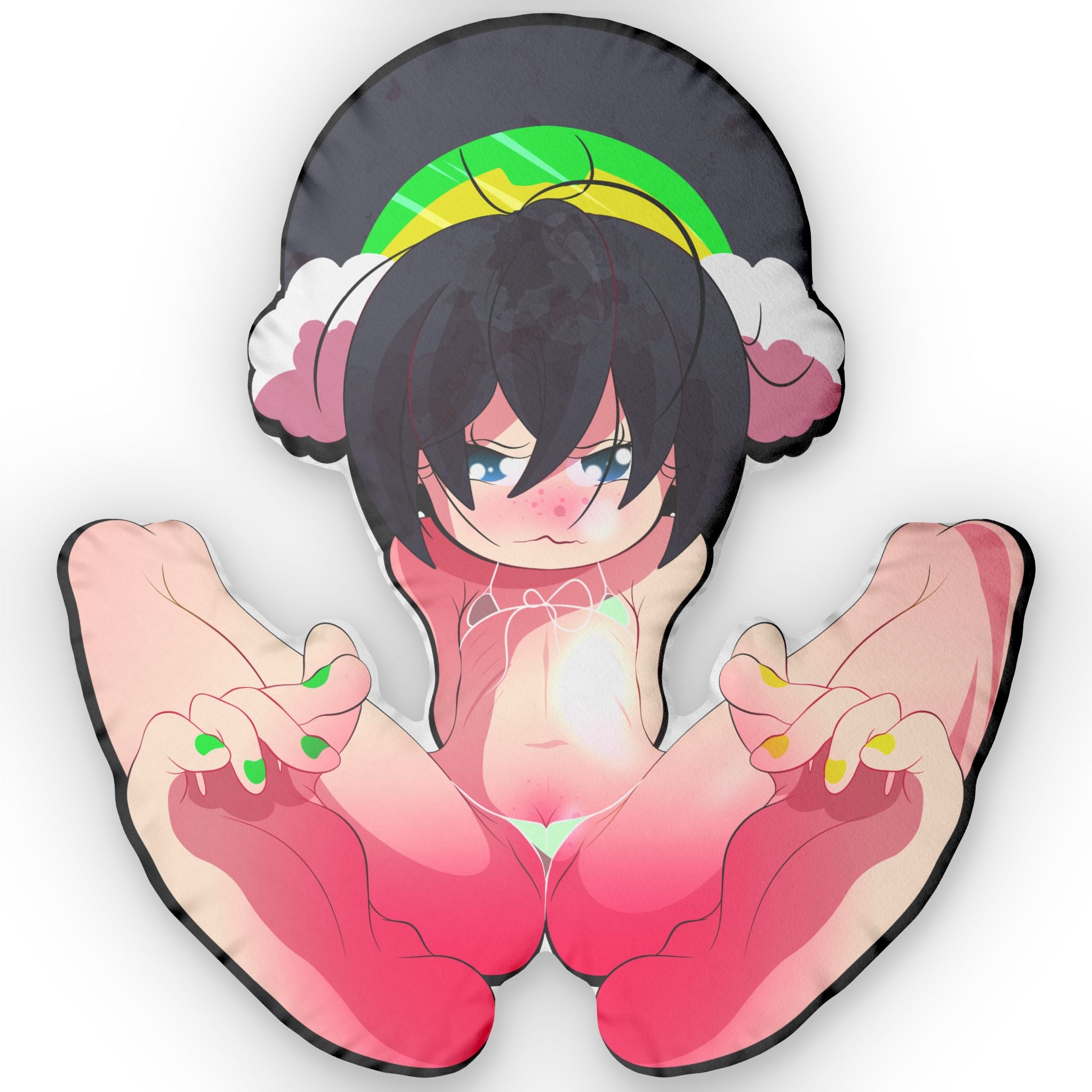 Shy Tomboy Hentai Waifu Spreads Legs Wide - Custom Shape NSFW Pillow