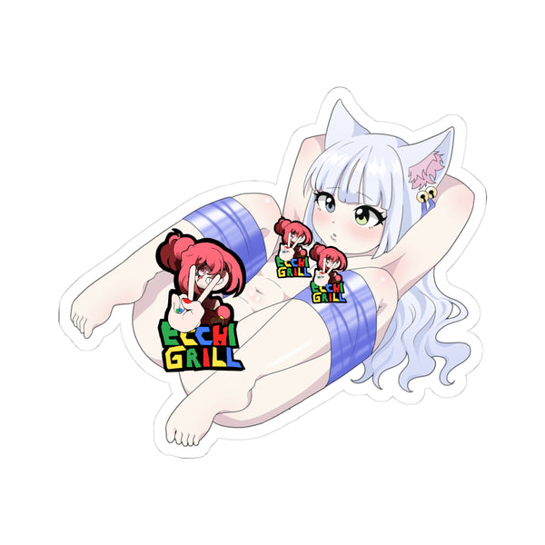 Bound Catgirl Nipple Slip & Pussy Exposure - Nekomimi Bondage Crawl Hentai - NSFW Adult Anime Sticker