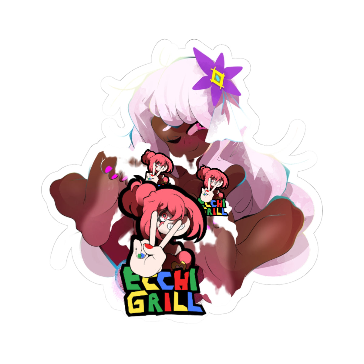 Hentai dark skin futanari woman cum covered massive tits throbbing cock pink pussy feet drenched ebony futa fetish anime art