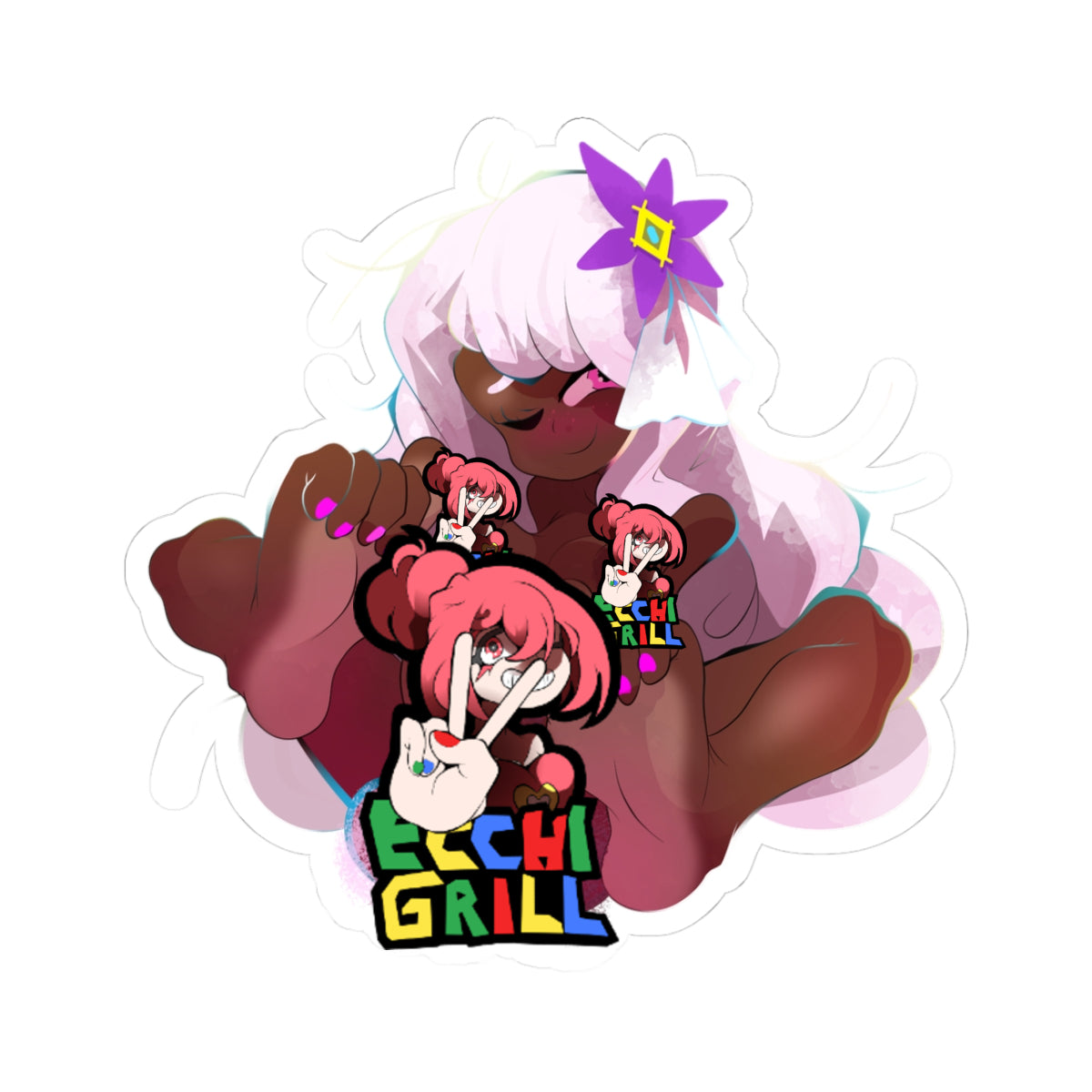 Hentai dark skin futanari woman massive tits throbbing cock pink pussy cumshot ebony futa fetish anime art