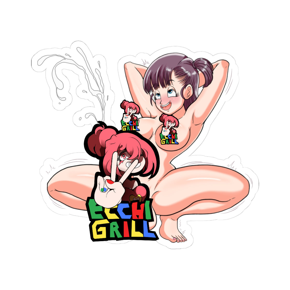 Futanari Cumshot Squat Explosion - Busty Futa Girl Massive Cock Blasting Load - NSFW Adult Anime Sticker