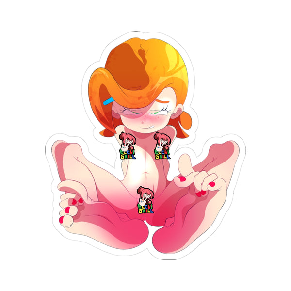 Freckled Ginger Pussy Spread Tease - Red Toenails Foot Fetish Closeup Hentai Slut - NSFW Adult Anime Sticker